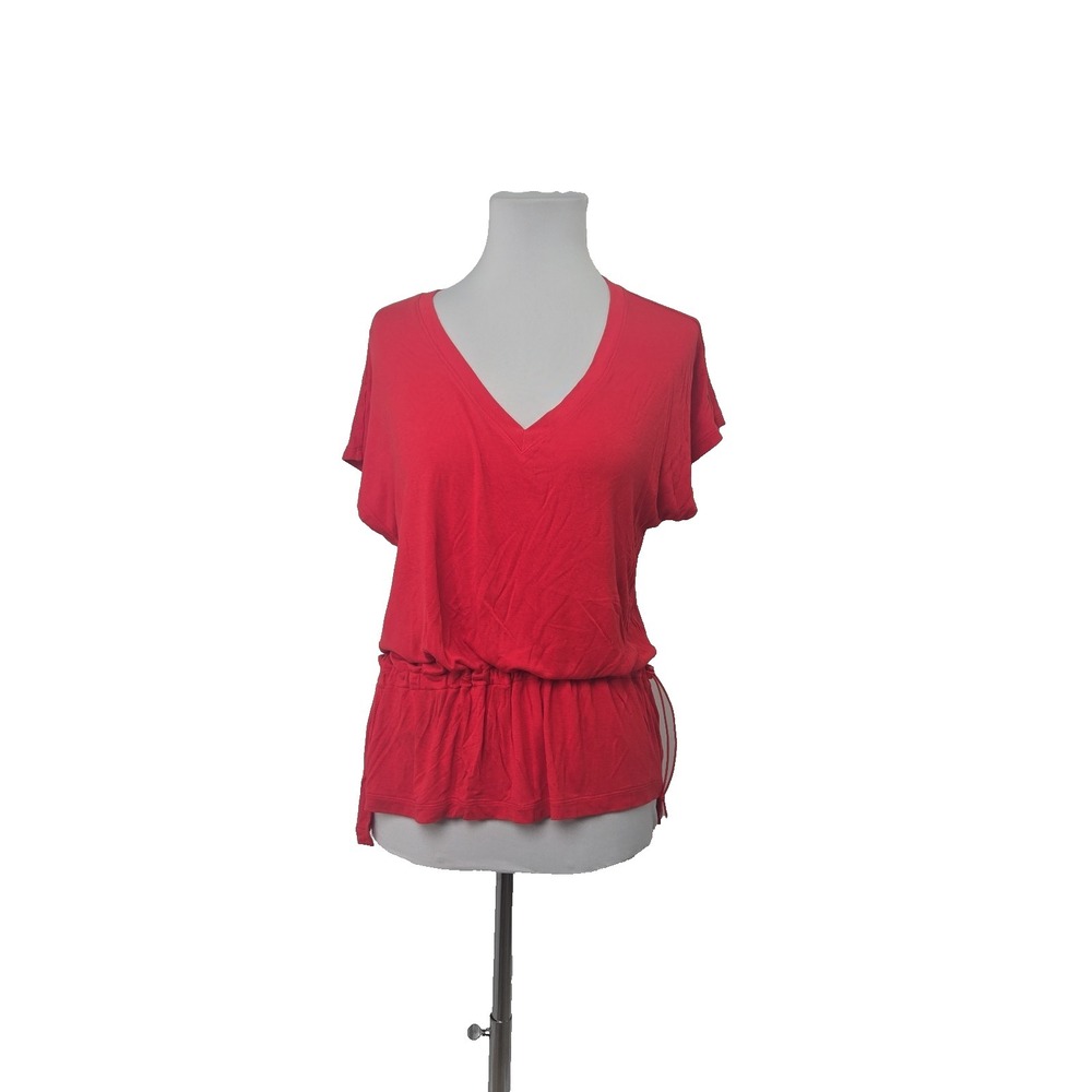 Cabi Red Fine Ribbed Jersey Short Sleeve Top XS‎